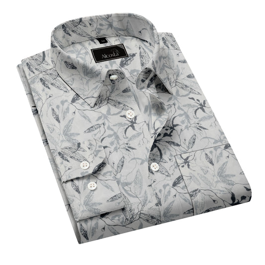 RELAXED PRINTED CASUAL LYCRA COTTON SHIRT