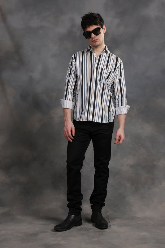 BLACK AND GREY CANDY STRIPES SHIRT