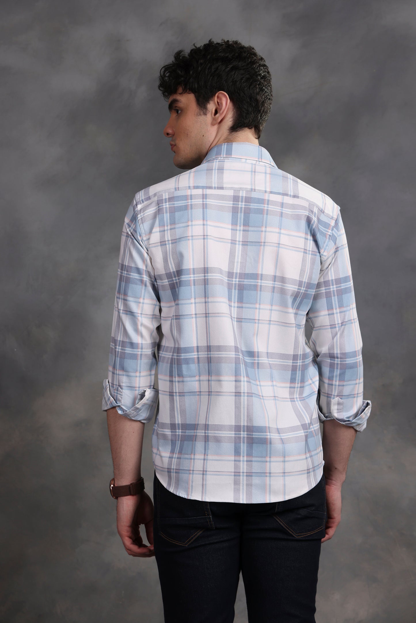 SKY BLUE & WHITE GLEN CHECK SHIRT